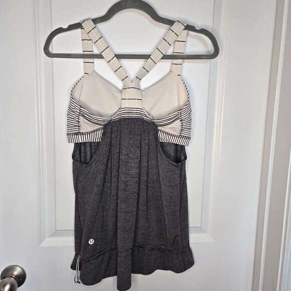 Lululemon Rest Less Tank - 8 Heathered Soot Light/Hyper Stripe Angel Wing - Picture 4 of 7